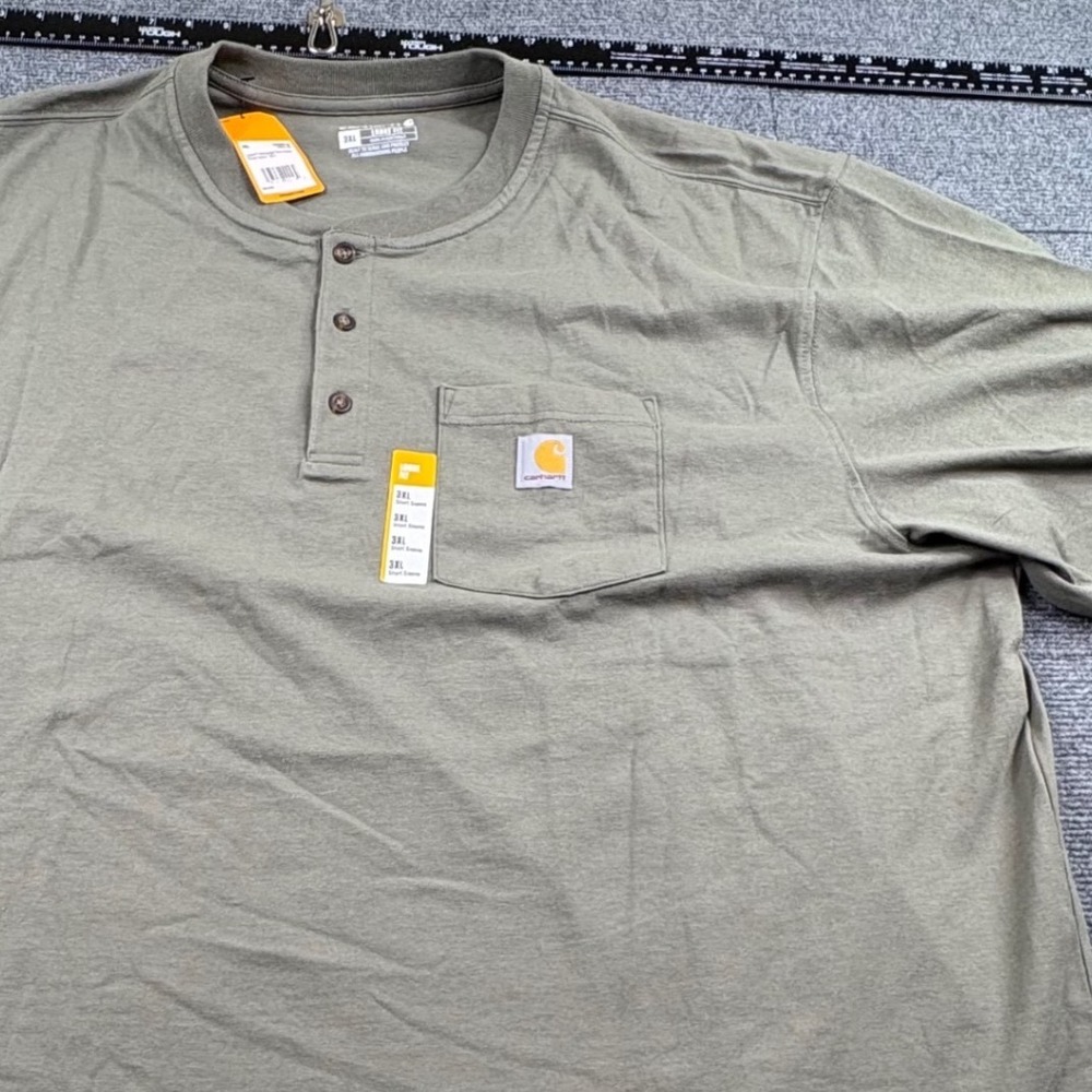 Carhartt Mens 3XL Loose Fit Heavyweight Short Sleeve Pocket Henley Green NWT